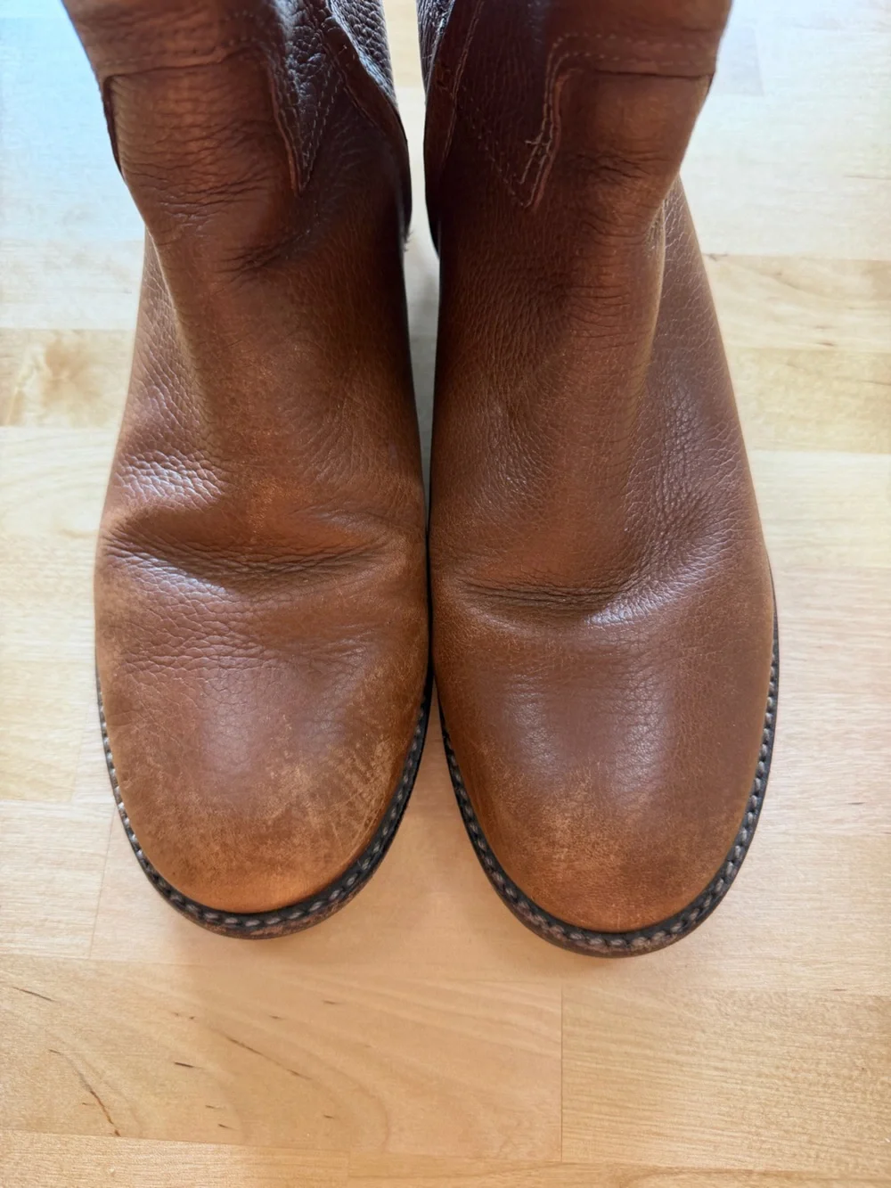 Tory Burch Brown Pebbled Leather Tall Riding Boots Gold Logo 8.5